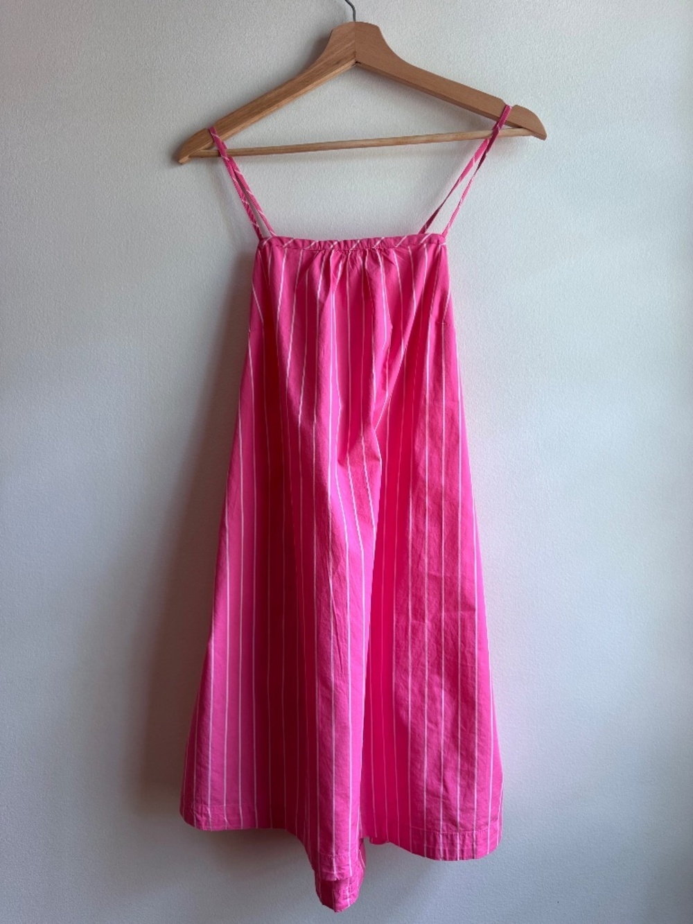 A New Day Pink & White Stripe Mini Shift Sun Dress Cotton Size Small S Summer